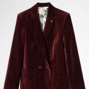 Zadig & Voltaire Visko Burgundy Velvet Jacket